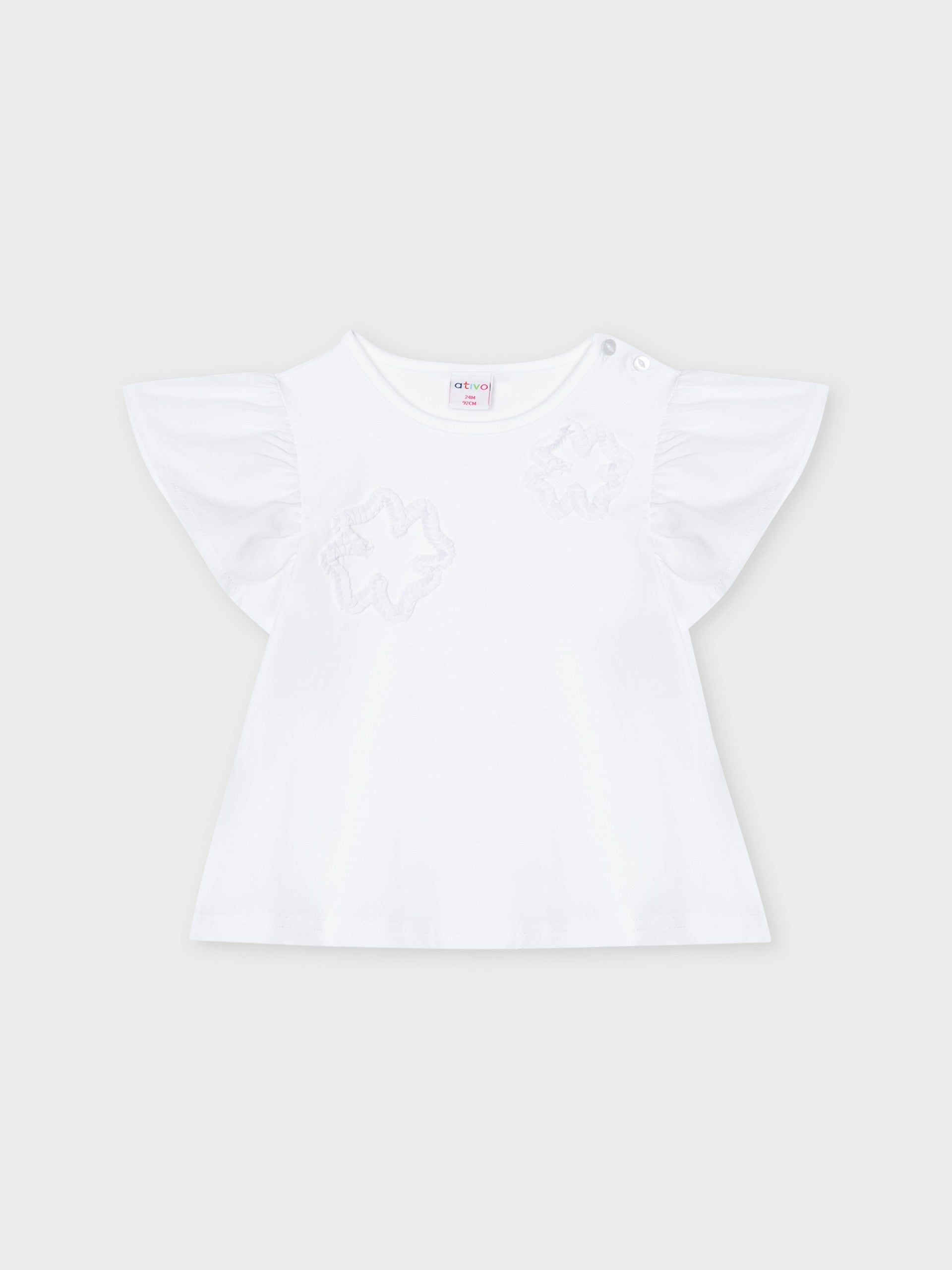 T-shirt ativo com folhos nas manguinhas