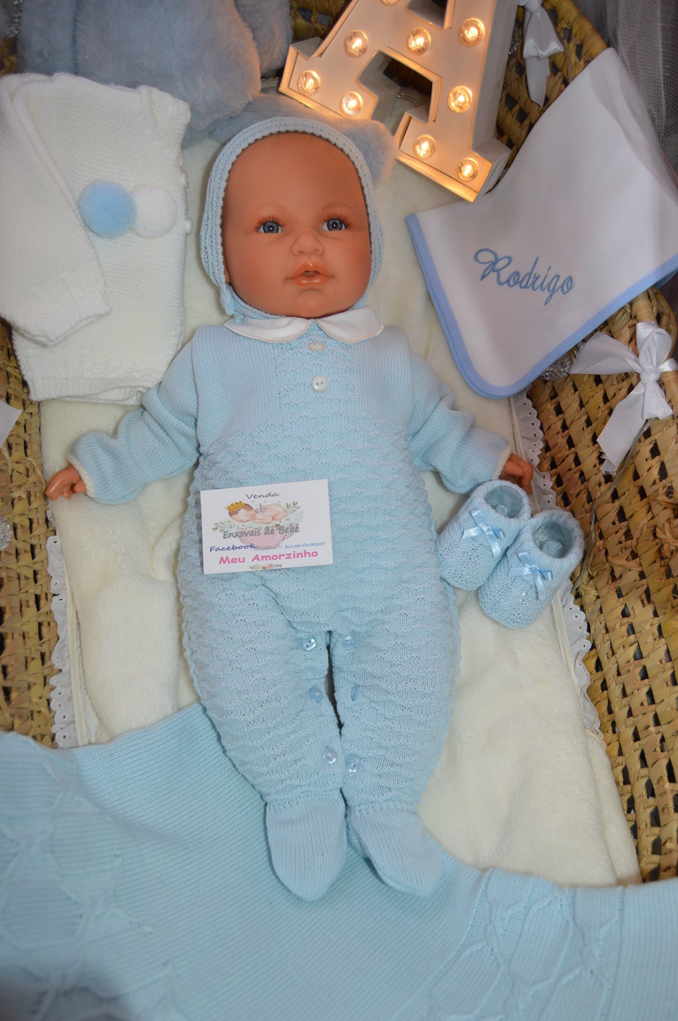 Conjunto de babygrow de malhinha inverno com touquinha
