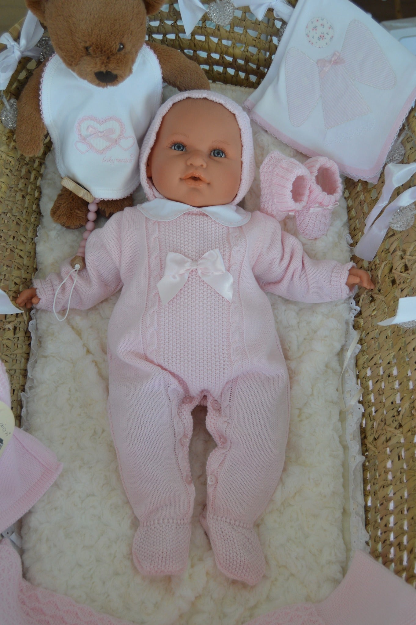 Conjunto de Malhinha Inverno babygrow com touquinha
