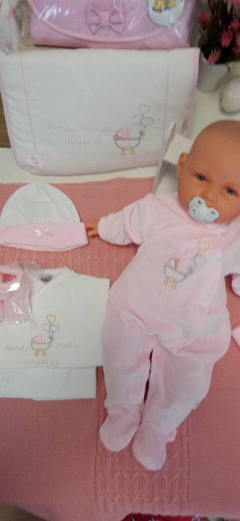 Conjunto de Primeira Roupinha de Veludo Mamã Papá Cheguei