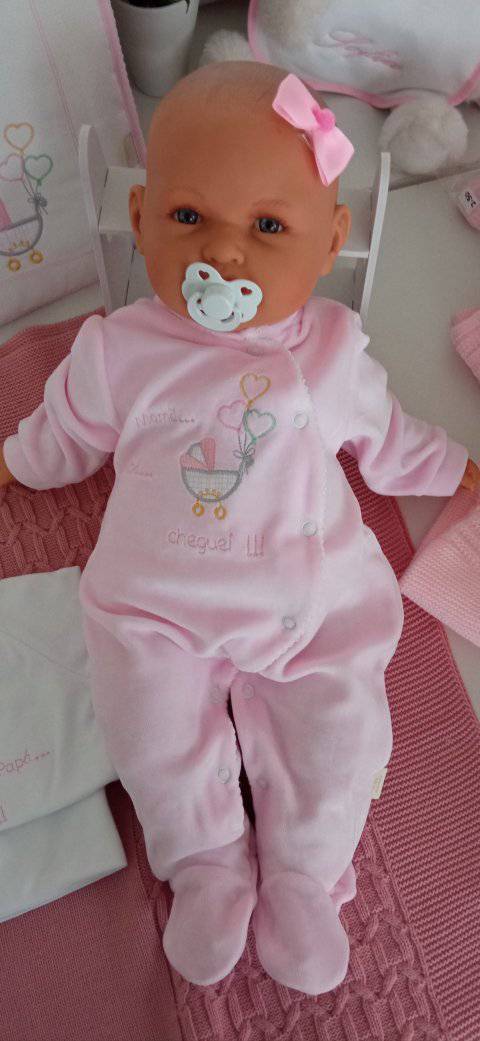 Conjunto de Primeira Roupinha de Veludo Mamã Papá Cheguei