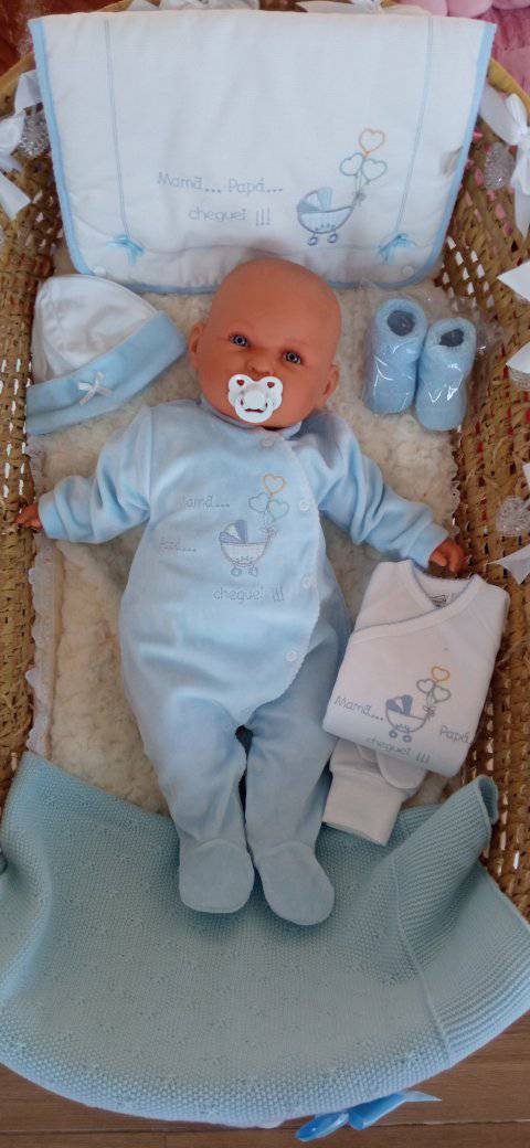 Conjunto de Primeira Roupinha de Veludo Mamã Papá Cheguei
