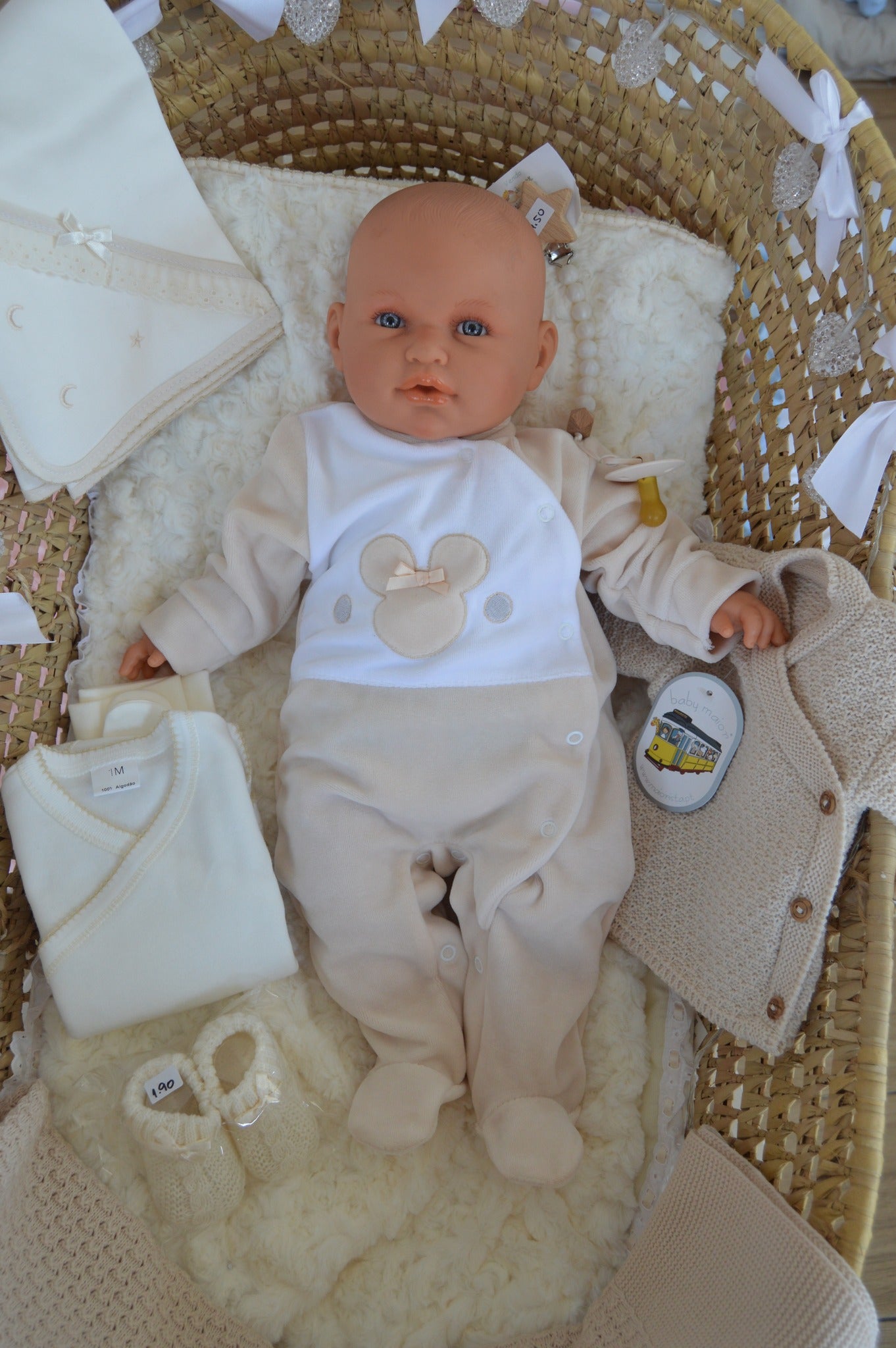 babygrow de veludo bege Minnie