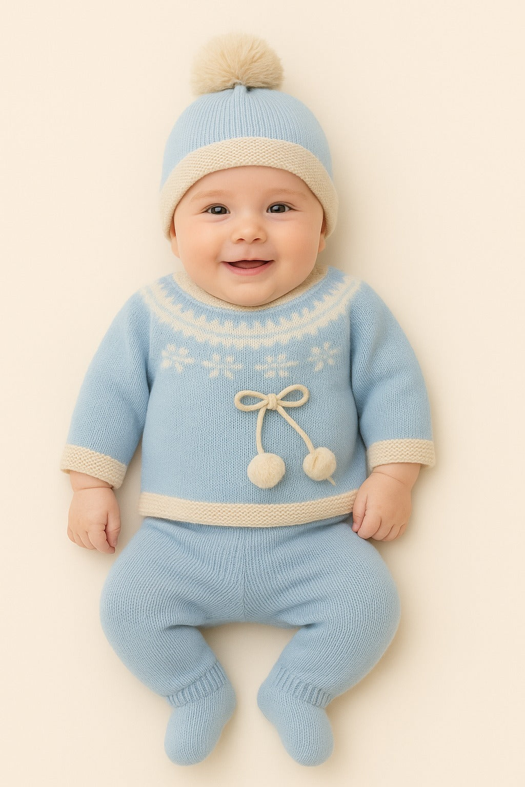 Conjunto de Malha para Bebé Azul Céu – Ideal para a Saída da Maternidade