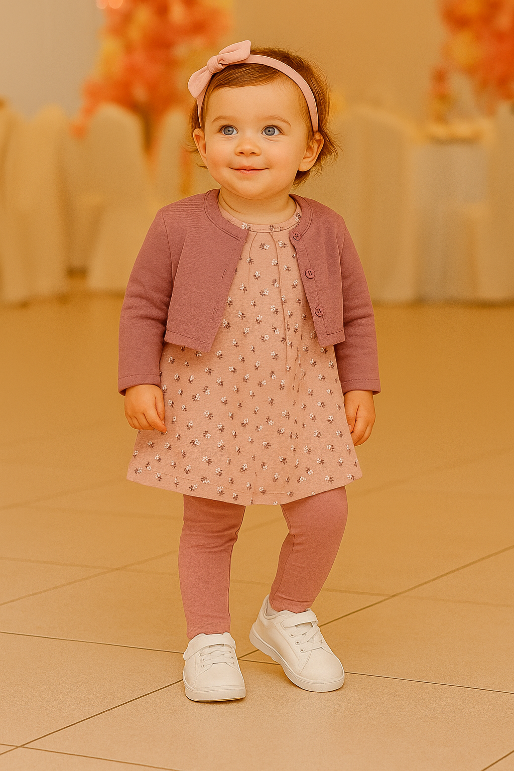 Vestidinho com Leggings e Casaco Rosa Blush – Look Completo