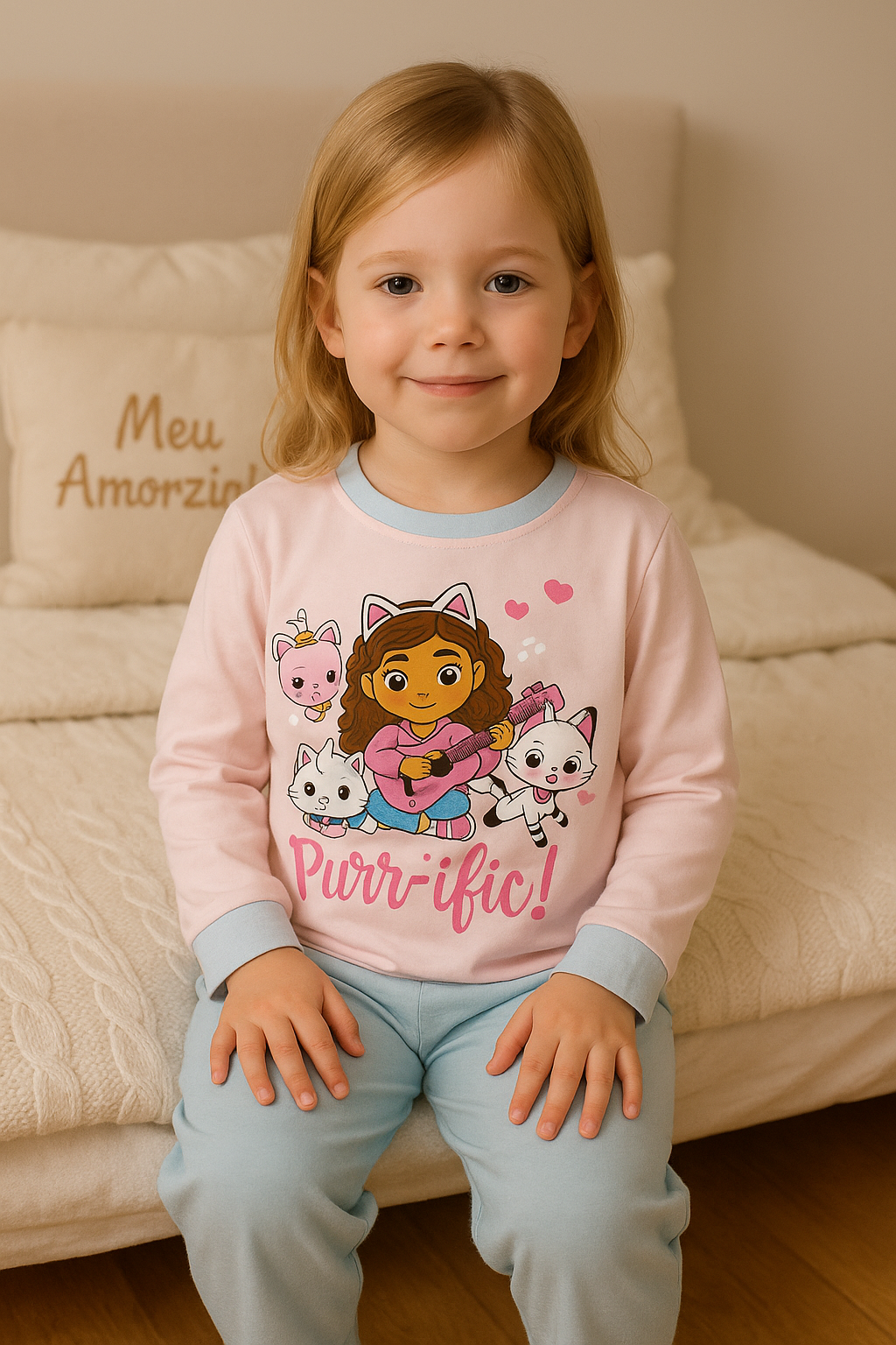 Pijama Menina Gabby’s Dollhouse – “Purr-ific!” | Rosa & Azul Bebé
