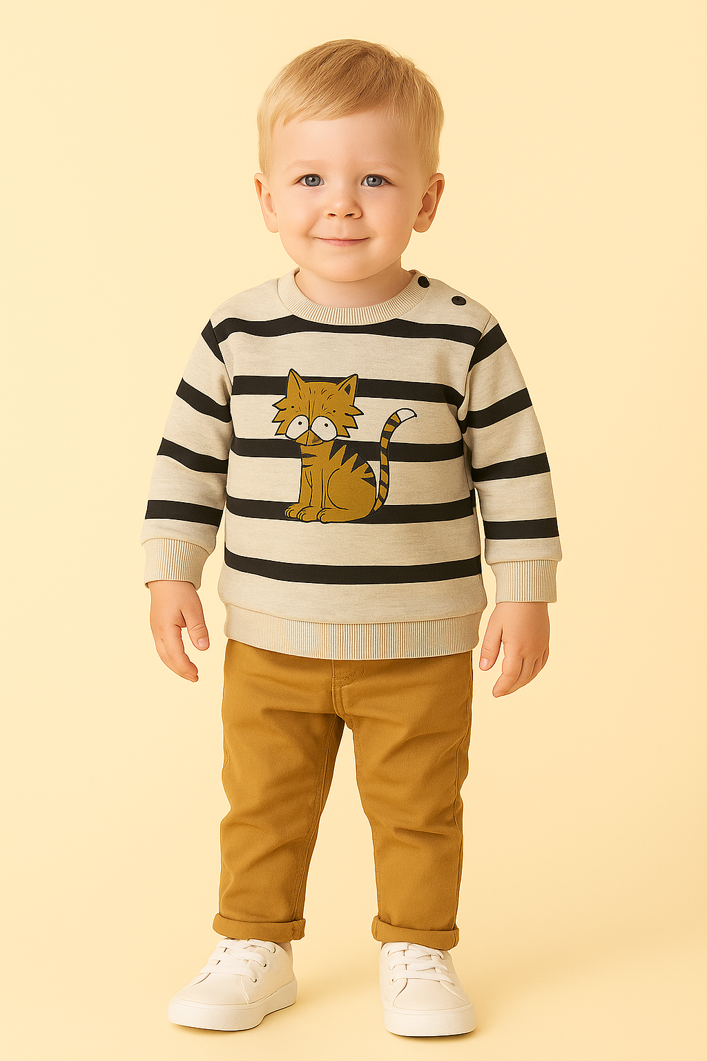 Calças Sarja Mostarda Bebé – Conforto & Estilo (6-36M)