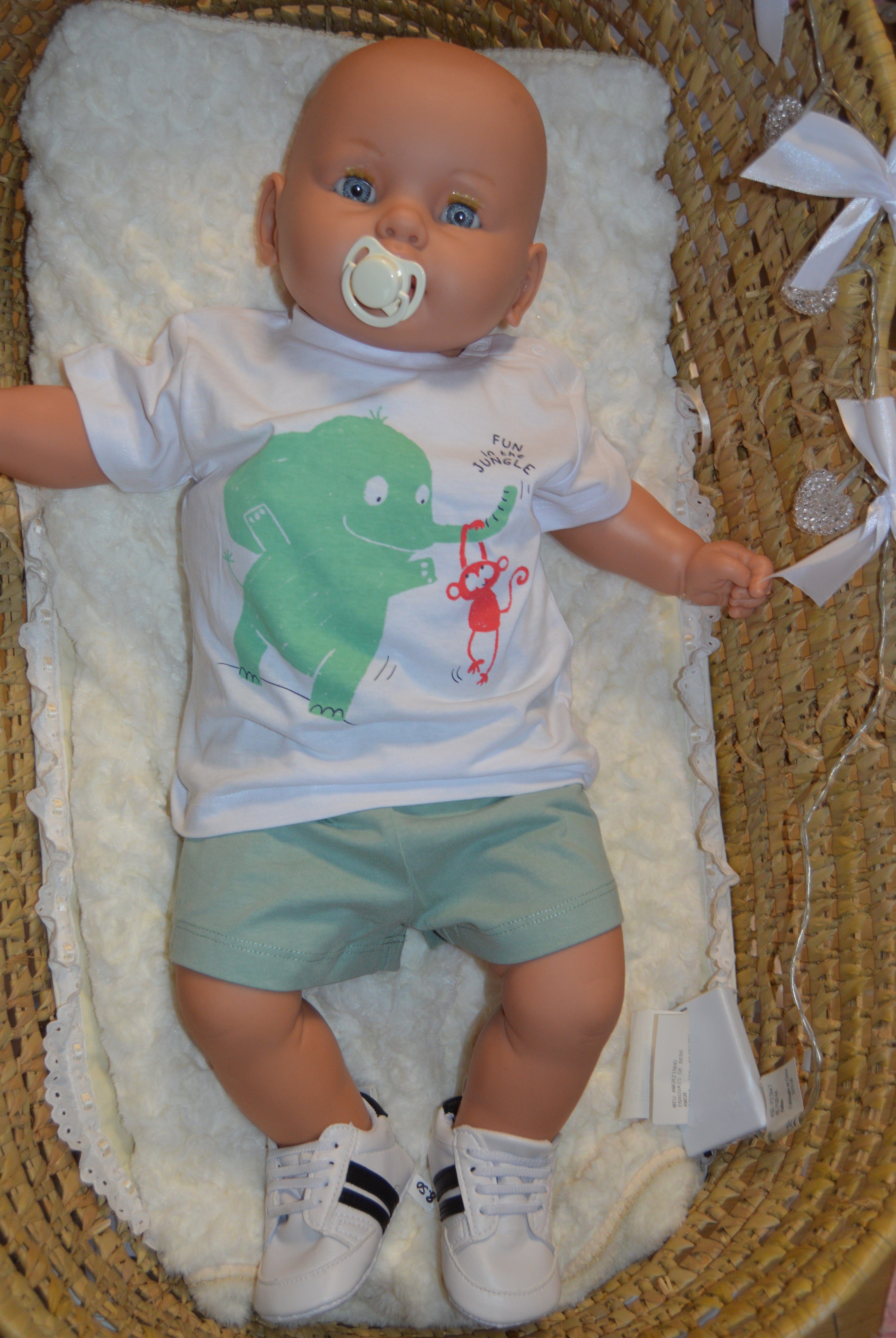 Conjunto de Algodão T-shirt com Calções de Algodão tema do Elefante
