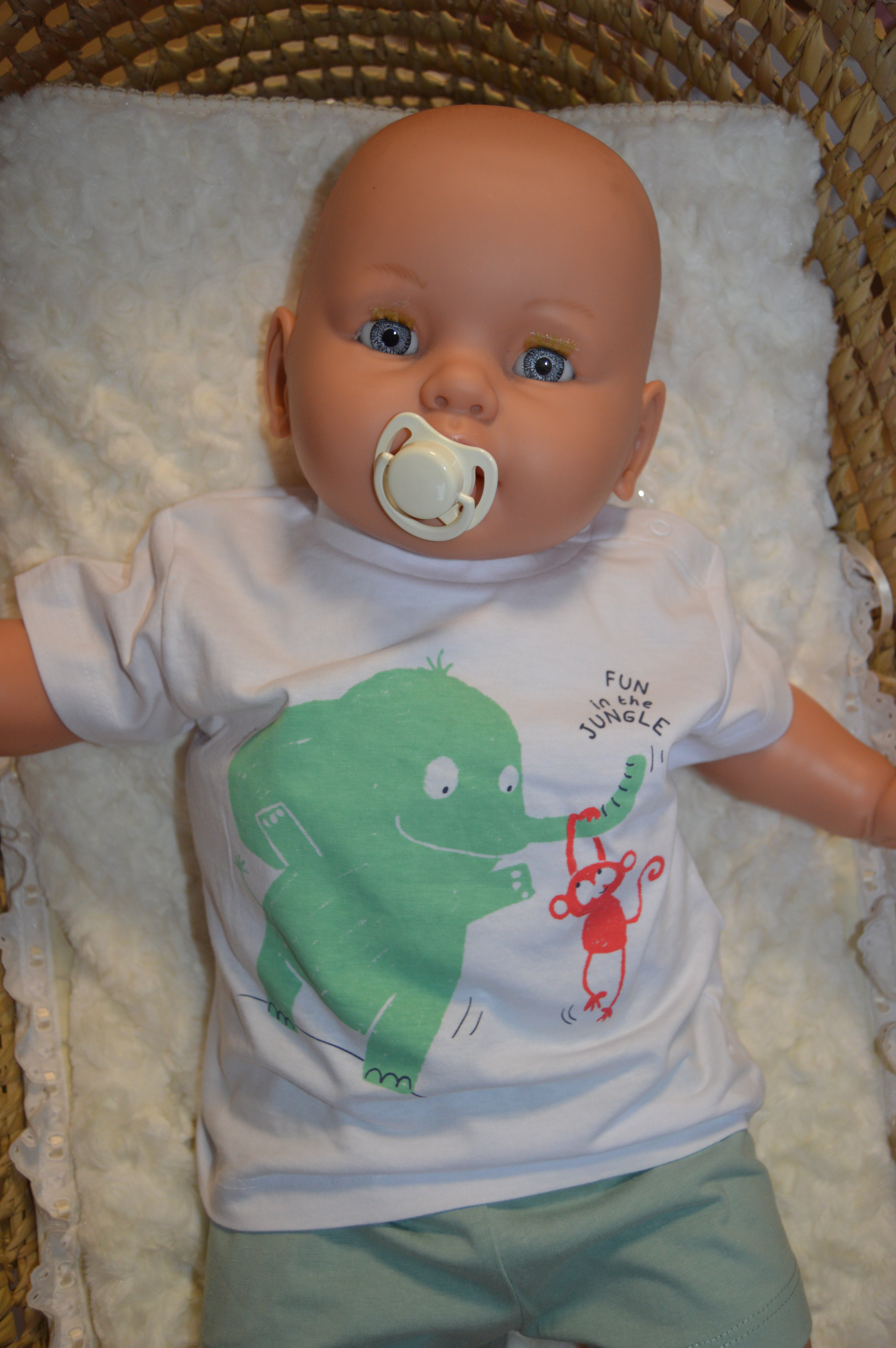 Conjunto de Algodão T-shirt com Calções de Algodão tema do Elefante