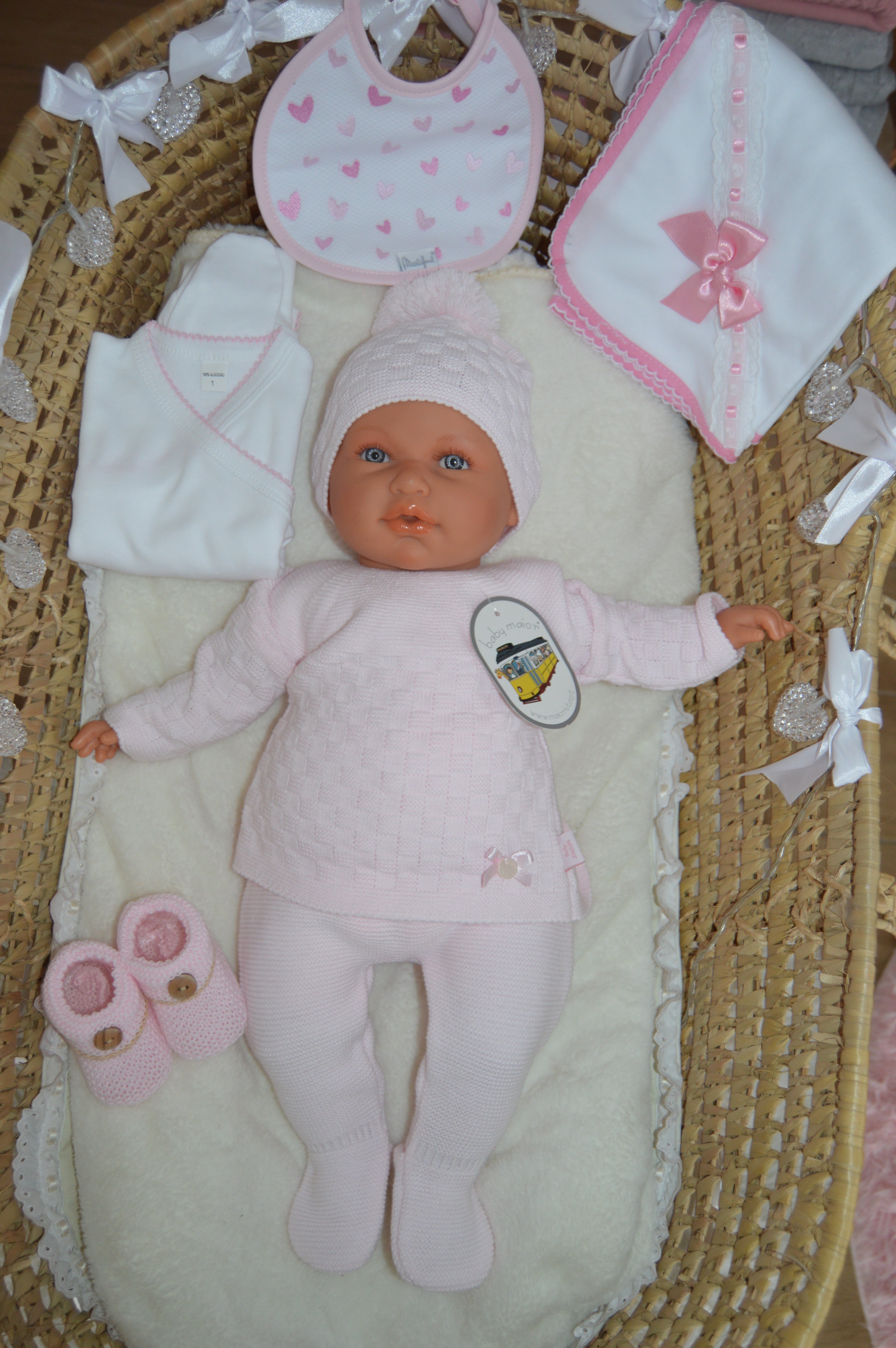 Conjunto de Malhinha de Inverno rosa bebé