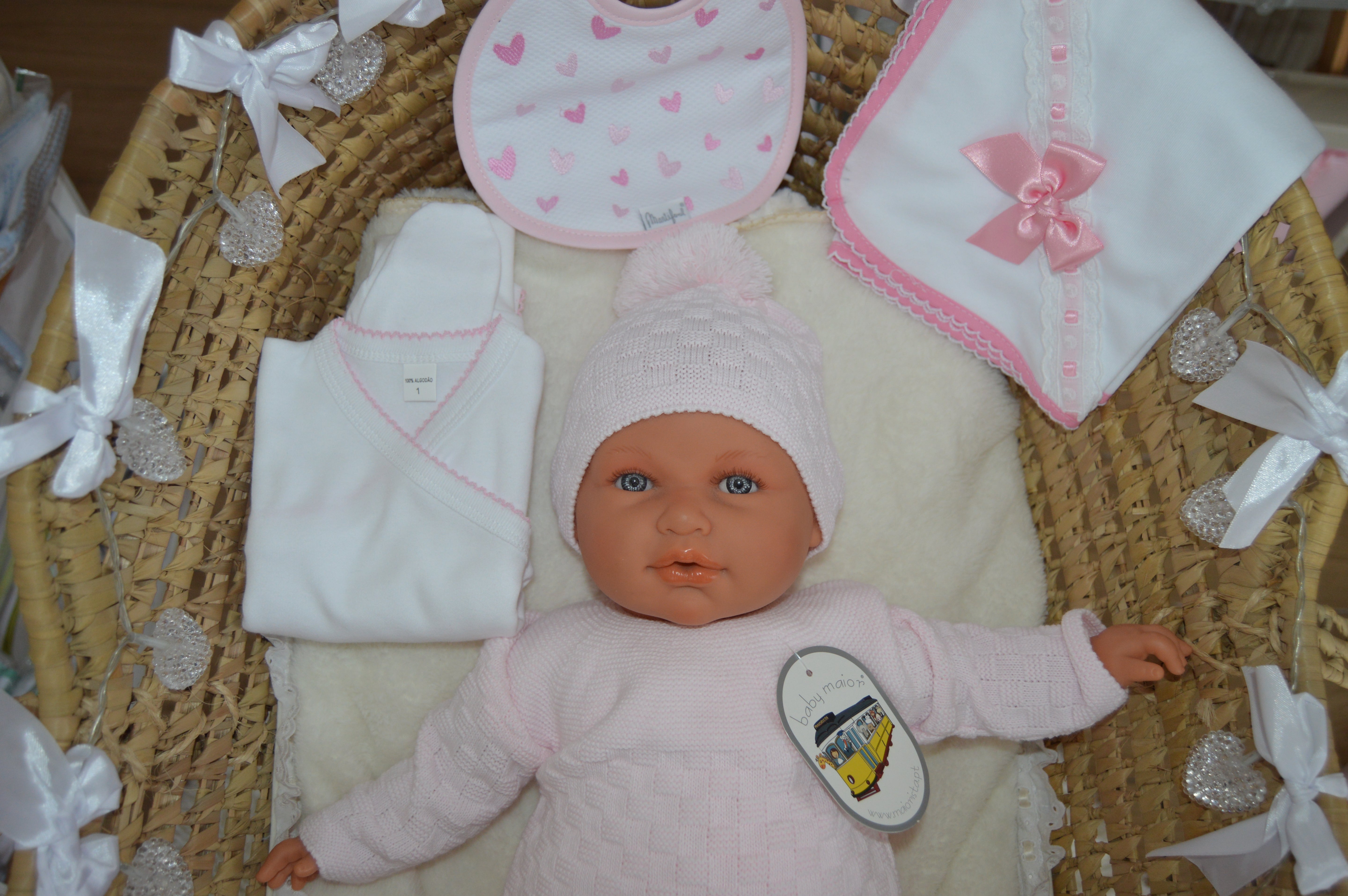 Conjunto de Malhinha de Inverno rosa bebé
