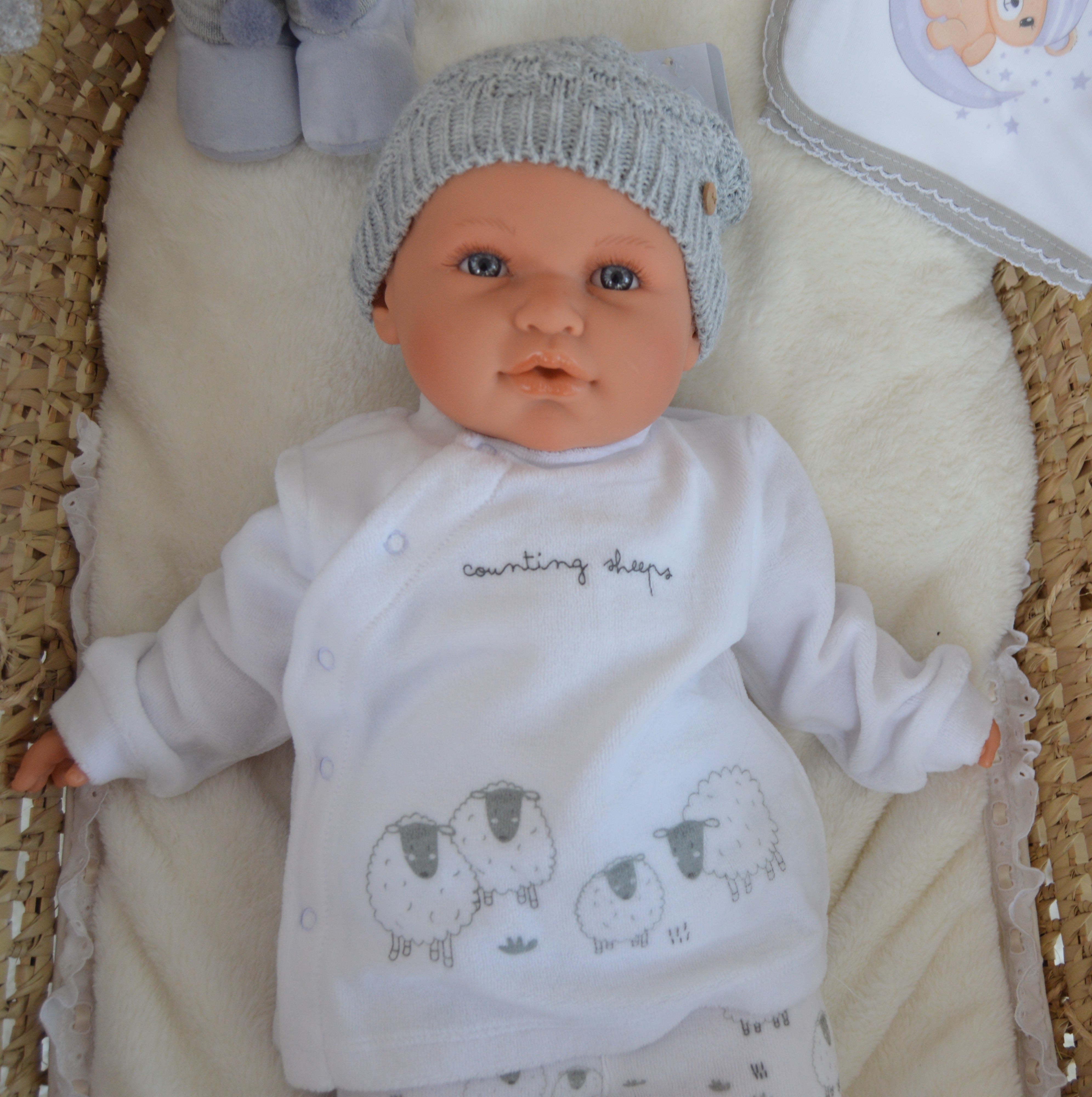 Babygrow de veludo com 2 peças Ovelhas