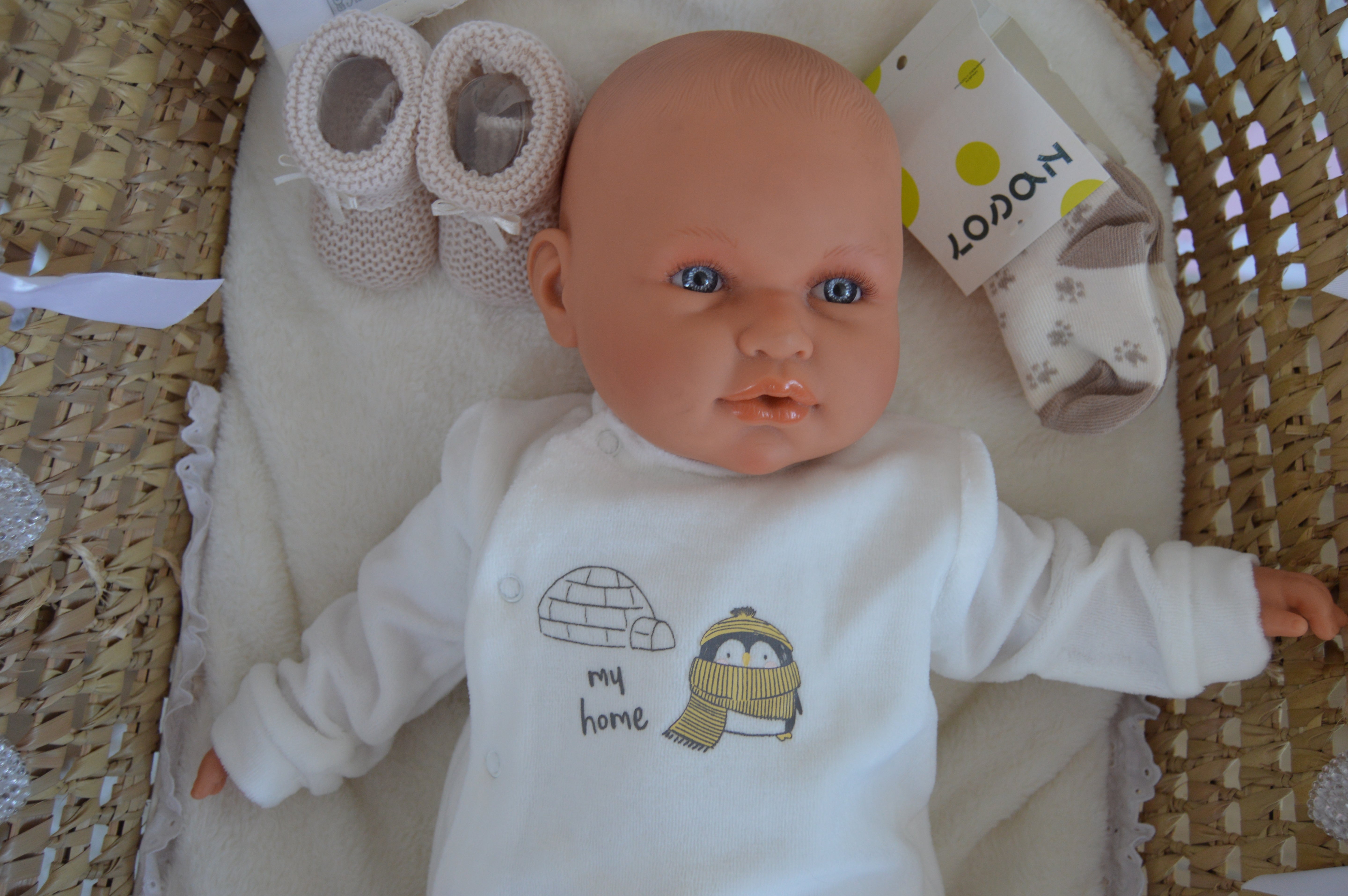 Babygrow de veludo com duas peças Pinguins