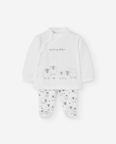 Babygrow de veludo com 2 peças Ovelhas