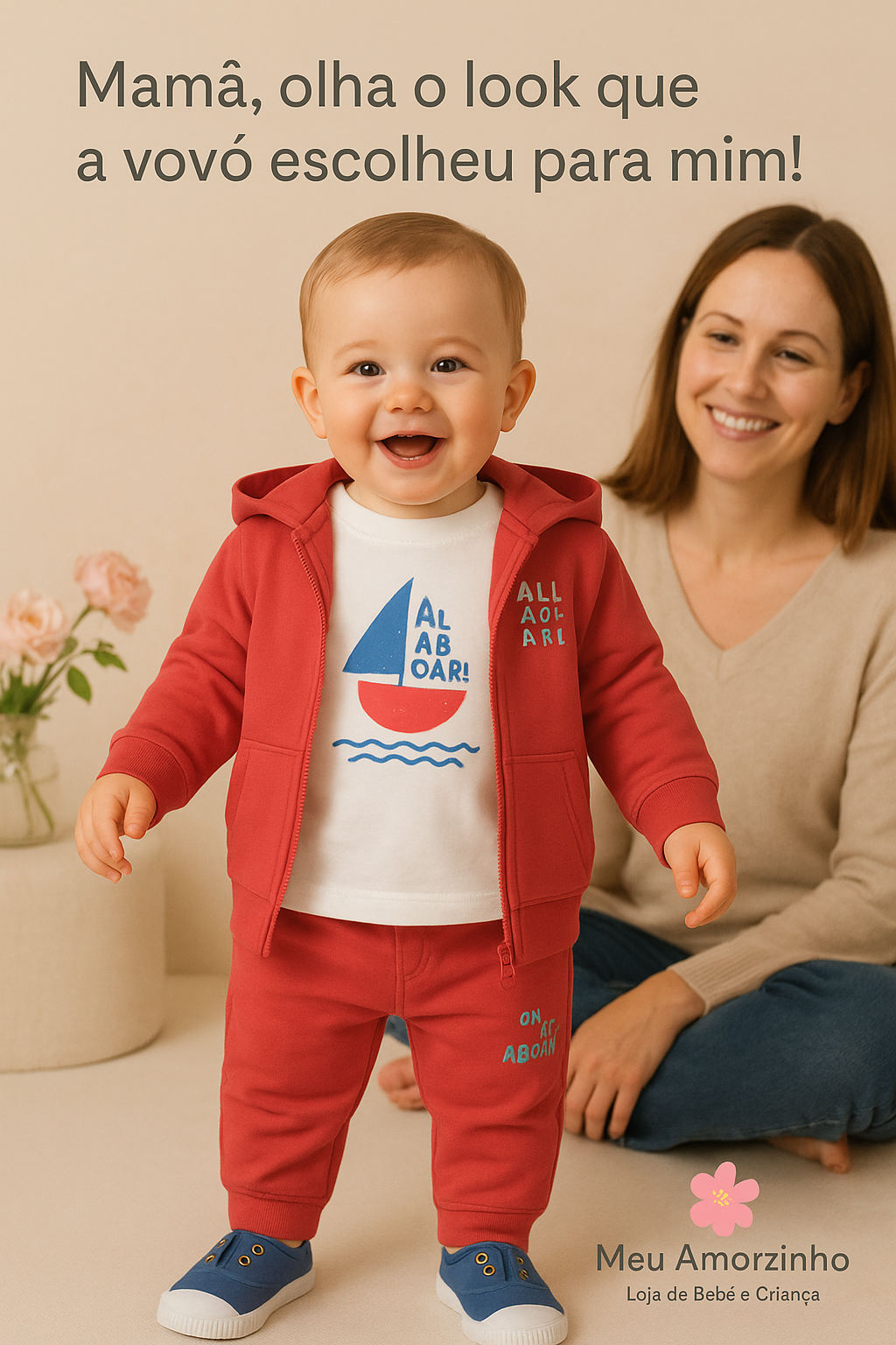 ⛵ Casaco Vermelho com Capuz “All Aboard”