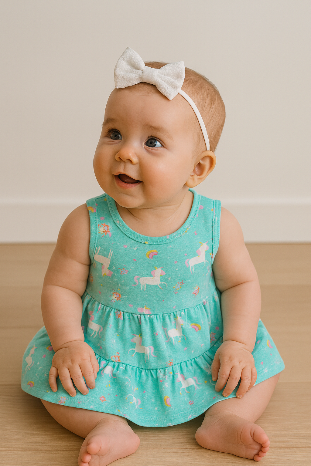 Vestido Verde com Unicórnio