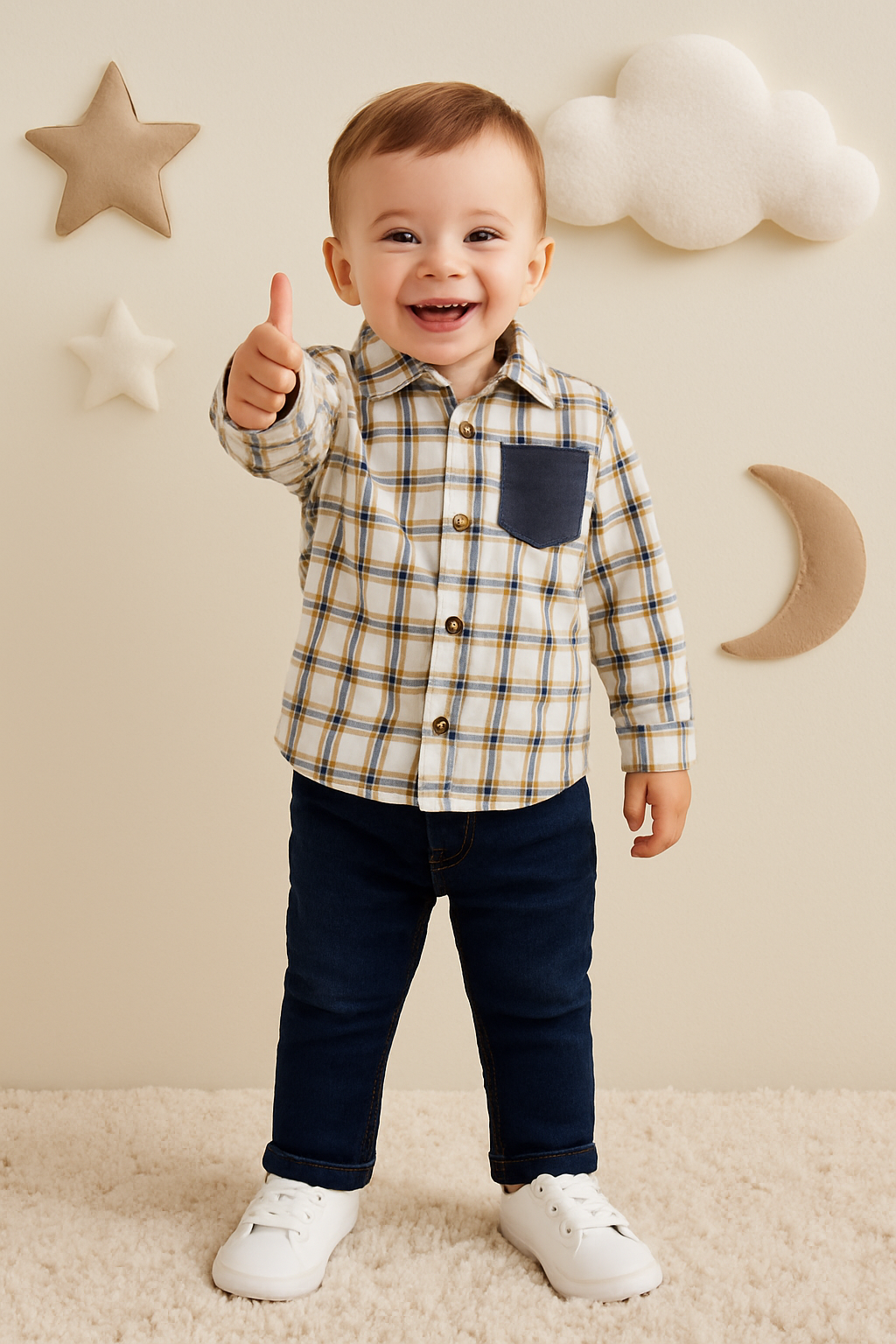 Camisa Xadrez com Bolso Contrastante | Dos 6 aos 36 meses