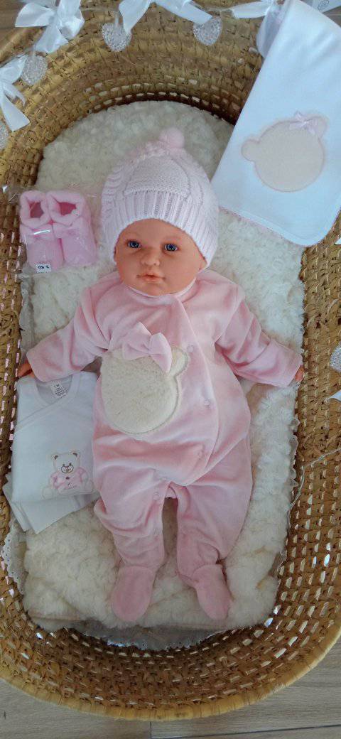 Babygrow de Veludo ursinha com Laço