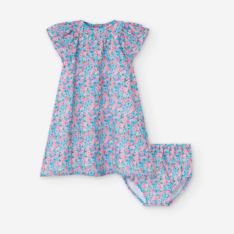 Vestido às flores com Tapa-Fraldas