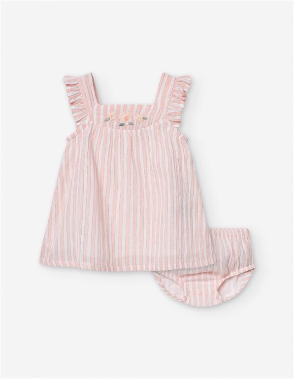 Vestidinho de alças bordado com Tapa-Fraldas