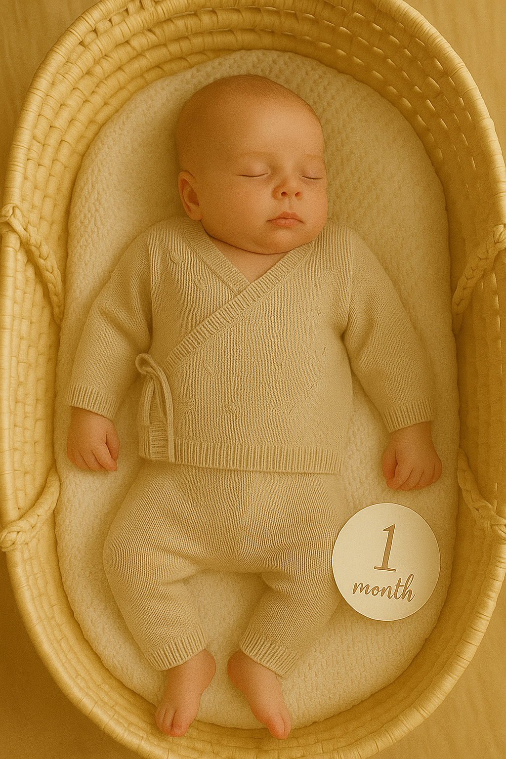 Conjunto de Malha Bege(inverno) para Bebé | 2 Peças Suaves para Recém-Nascido e 1–3 Meses