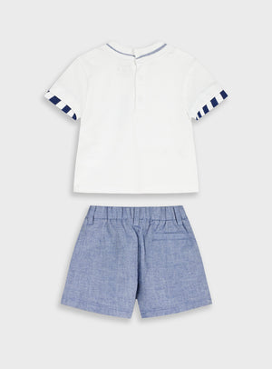 Conjunto 2 Peças Farol Bebé Menino | T-shirt + Calções Algodão