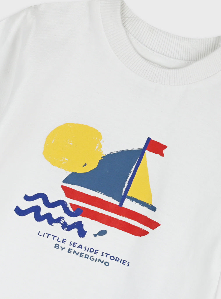 Conjunto Barquinho à Vela Bebé Menino | T-shirt Algodão + Calção Ganga