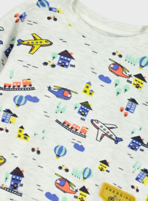 Conjunto 2 Peças Carrinhos Bebé Menino | Sweat + Calças Algodão