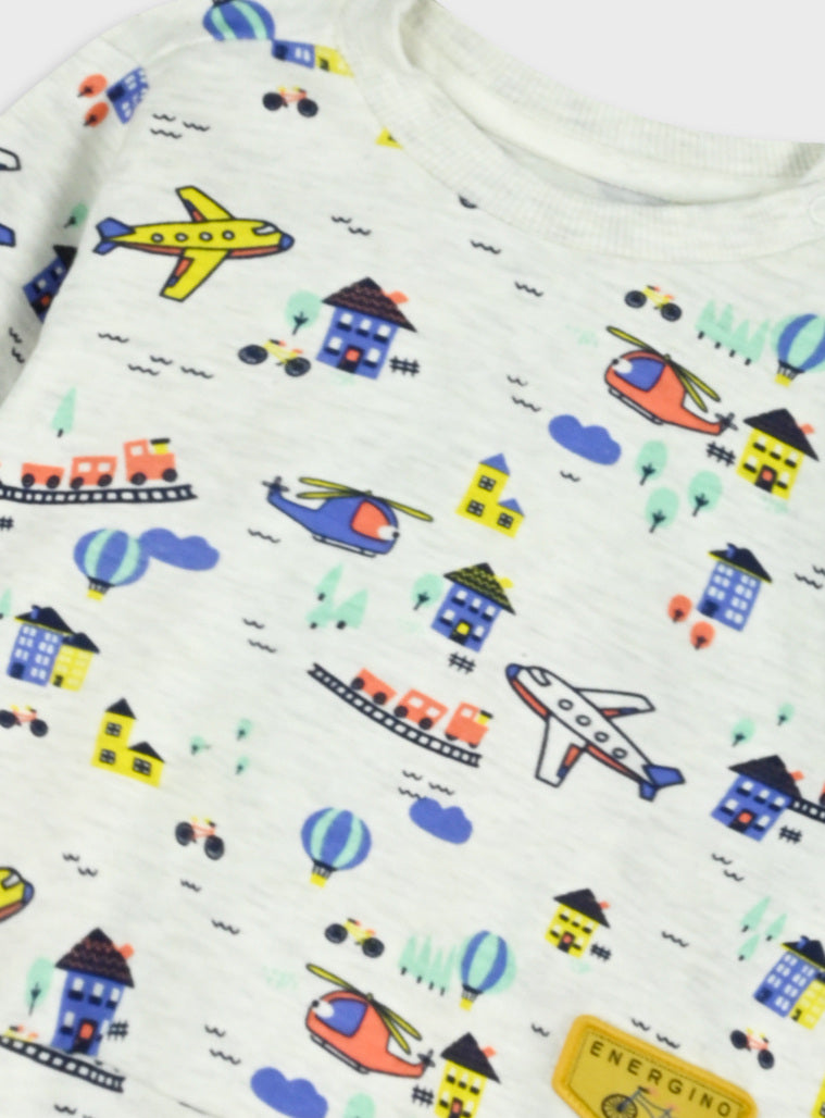 Conjunto 2 Peças Carrinhos Bebé Menino | Sweat + Calças Algodão