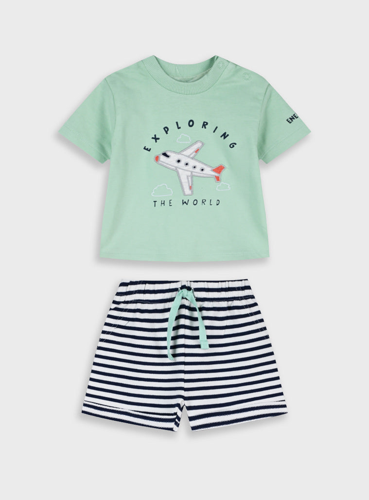 Conjunto Avião Bebé Menino | T-shirt + Calções 100% Algodão | Energiers