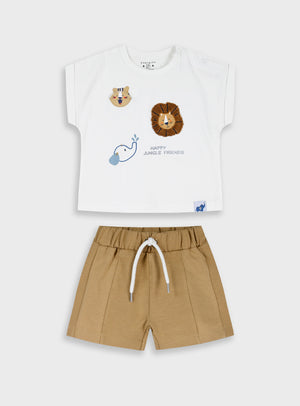 Conjunto Happy Jungle Friends Bebé Menino | T-shirt + Calções 100% Algodão | Energiers