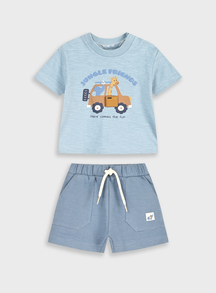 Conjunto Selva | Bebé Menino T-shirt + Calções 100% Algodão Dia a Dia 68-86 cm