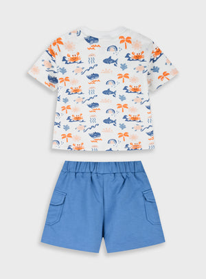 Conjunto You Me & The Sea | Bebé Menino T-shirt + Calções Algodão 68-86 cm