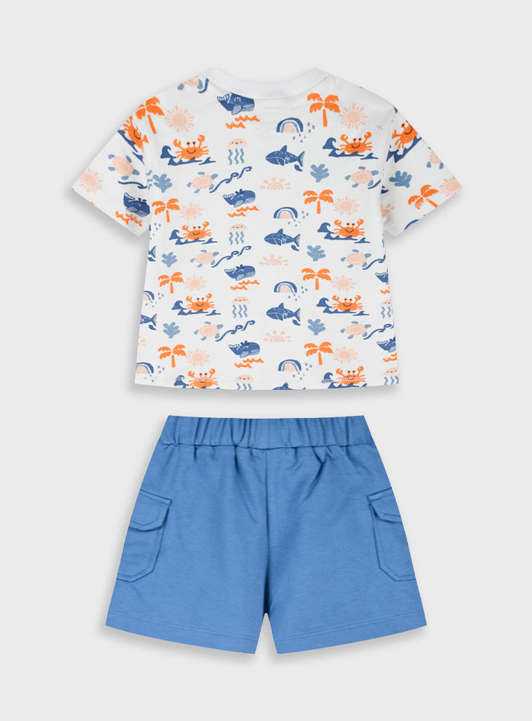 Conjunto You Me & The Sea | Bebé Menino T-shirt + Calções Algodão 68-86 cm