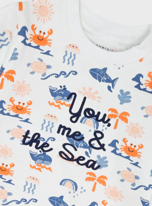 Conjunto You Me & The Sea | Bebé Menino T-shirt + Calções Algodão 68-86 cm