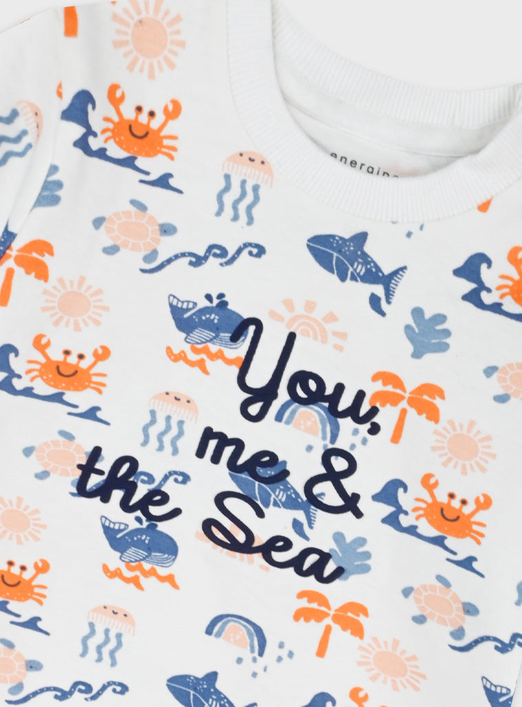 Conjunto You Me & The Sea | Bebé Menino T-shirt + Calções Algodão 68-86 cm