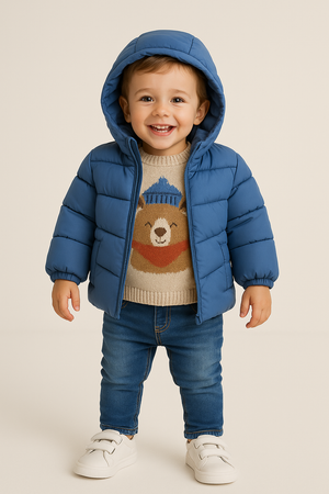 🧥 Casaco Acolchoado Azul – Menino 6–36 mese