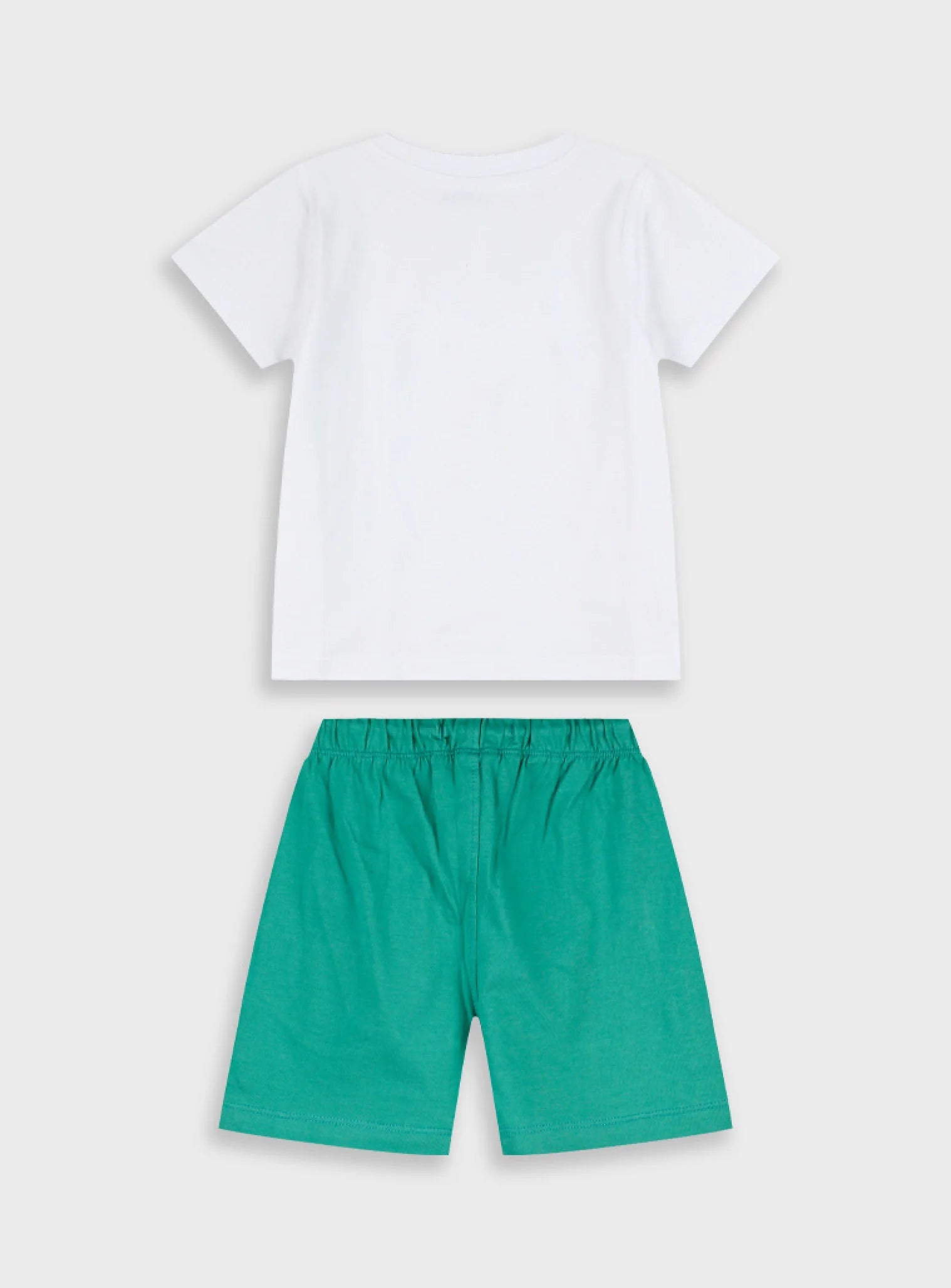 Conjunto T-Shirt e Calções 100% Algodão Branco e Verde