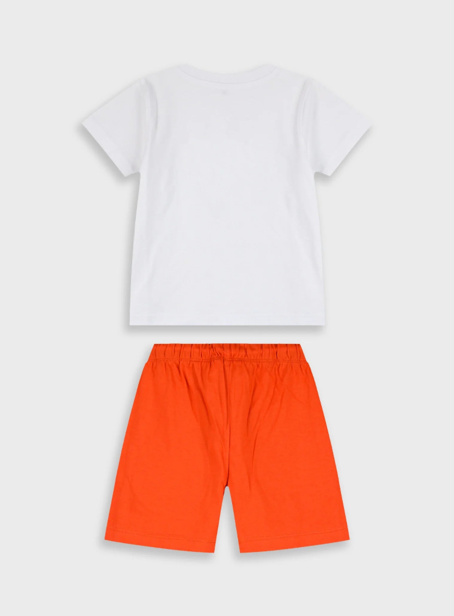 Conjunto T-Shirt e Calções 100% Algodão Branco e Laranja
