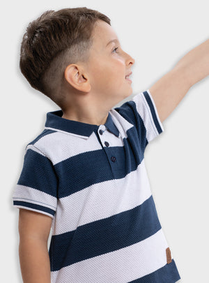 Polo Riscas Marinho e Branco | Menino 1-6 Anos