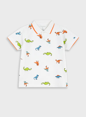 Polo Dinossauros Coloridos em Algodão | Menino 1-6 Anos