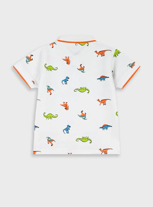 Polo Dinossauros Coloridos em Algodão | Menino 1-6 Anos