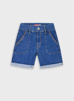 Calções de Ganga Elásticos com Bolsos | Apontamento Castanho