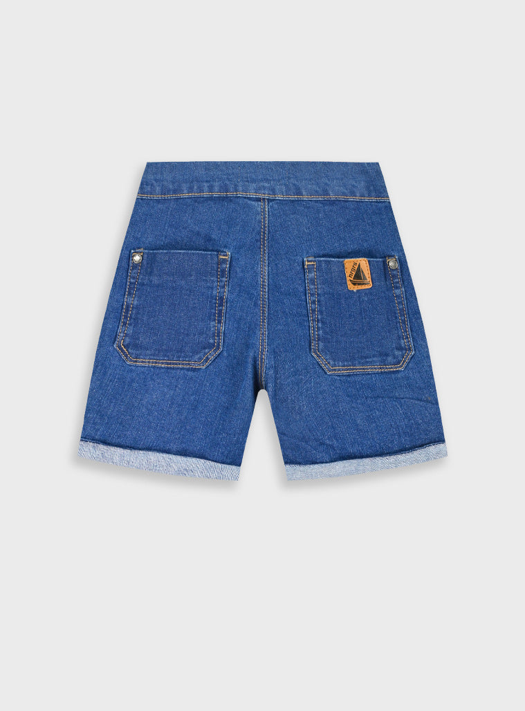 Calções de Ganga Elásticos com Bolsos | Apontamento Castanho