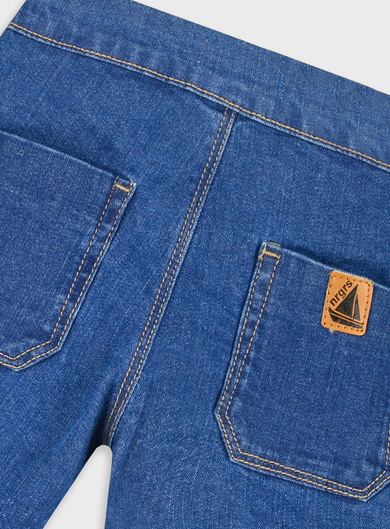 Calções de Ganga Elásticos com Bolsos | Apontamento Castanho