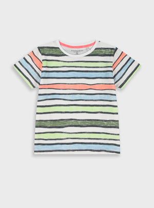 T-shirt Riscas Coloridas em Algodão | Menino 12 meses-6 Anos