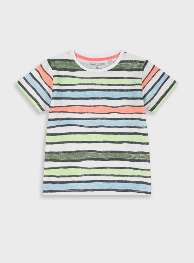 T-shirt Riscas Coloridas em Algodão | Menino 12 meses-6 Anos