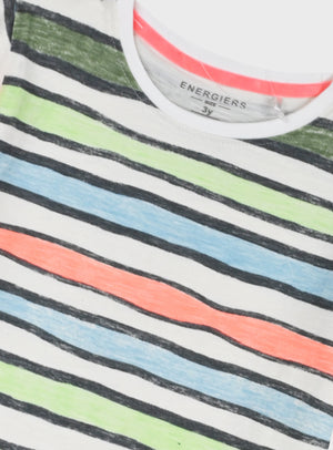 T-shirt Riscas Coloridas em Algodão | Menino 12 meses-6 Anos