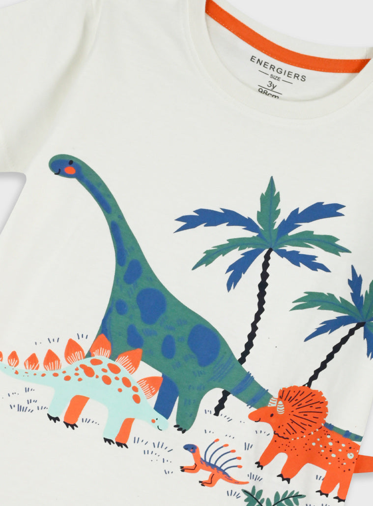 Conjunto Dinossauros Bebé e Criança | 100% Algodão | T-shirt + Calções