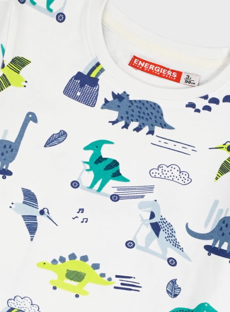 Conjunto Dinossauros Menino T-shirt e Calções Algodão Energiers